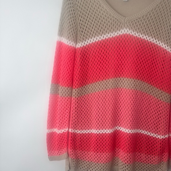 Croft & Barrow open knit long sleeve color block sweater size Large - Picture 2 of 12
